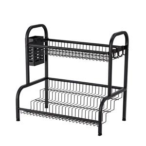 2 Tier Spice Rack With Cutlery Holder And 3 Side Hooks