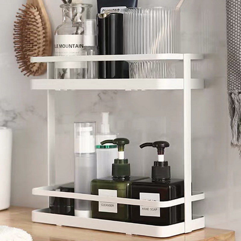 Estante de almacenamiento para baño de metal negro