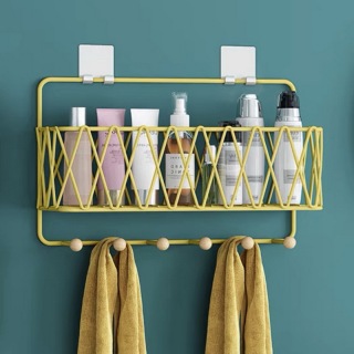 Badezimmer Stahl Duschregal Holzhaken