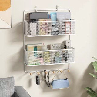 Mesh-Badezimmer-Shampoo-Wandregal aus Holzkugel-Aufh?nger