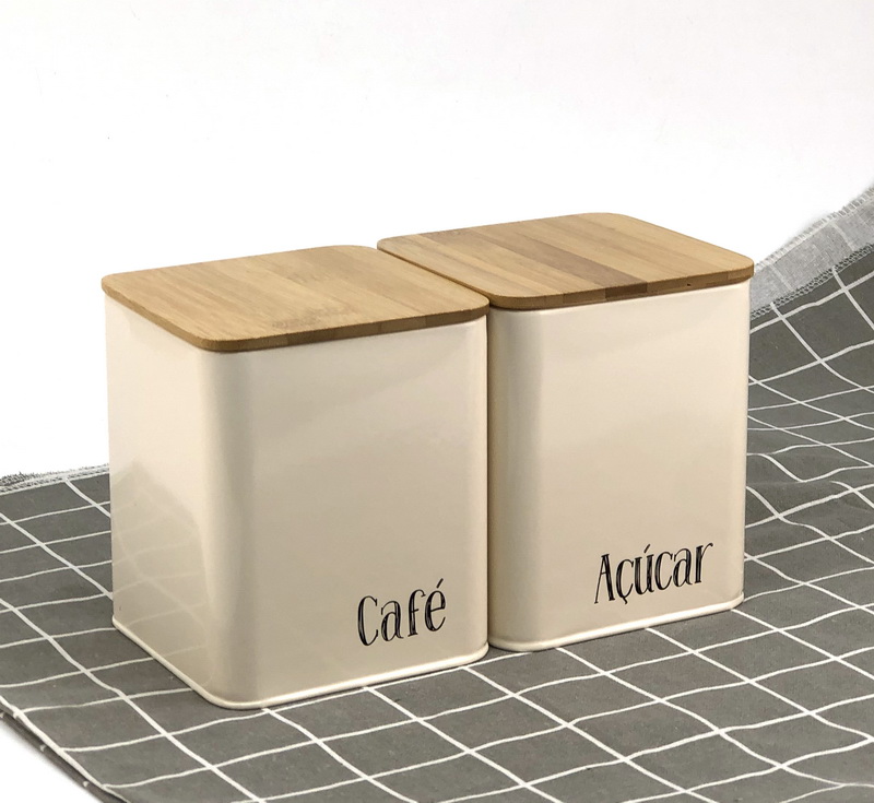 Metal Jars Set Of 3 With Bamboo Lids