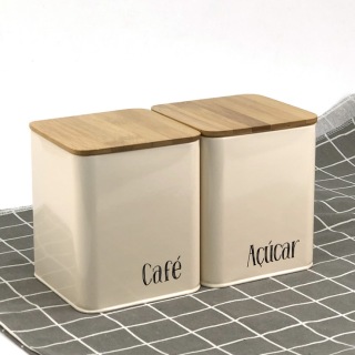 Toples Logam Set 3 Dengan Tutup Bambu