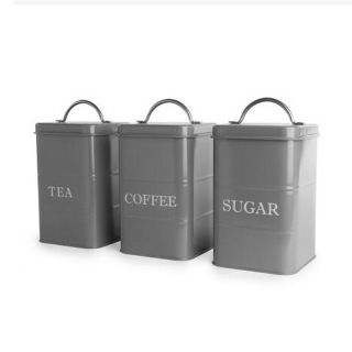 Wadah Gula Teh Kopi Logam Set 3 Dengan Pegangan