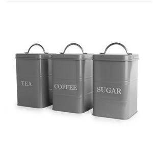 Wadah Gula Teh Kopi Logam Set 3 Dengan Pegangan