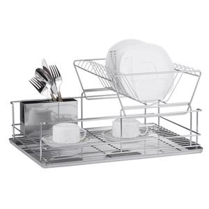 Rak Piring 2 Tingkat Dengan Tempat dan Baki Perkakas Stainless Steel