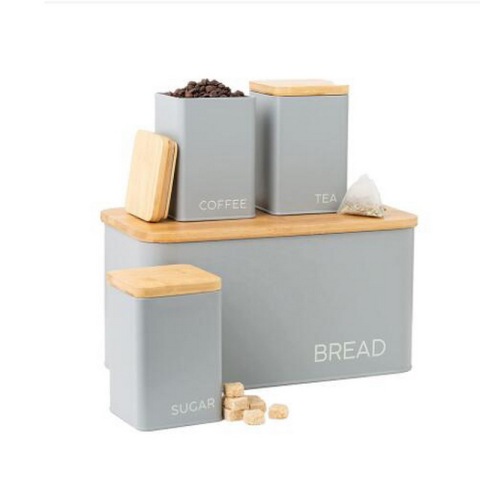 Brotkasten mit Zucker-Tee-Kaffee-Kanister-Sets für die Küche