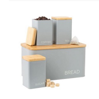 Brotkasten mit Zucker-Tee-Kaffee-Kanister-Sets für die Küche
