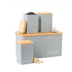 Caja de pan con juegos de botes de café y té de azúcar para cocina