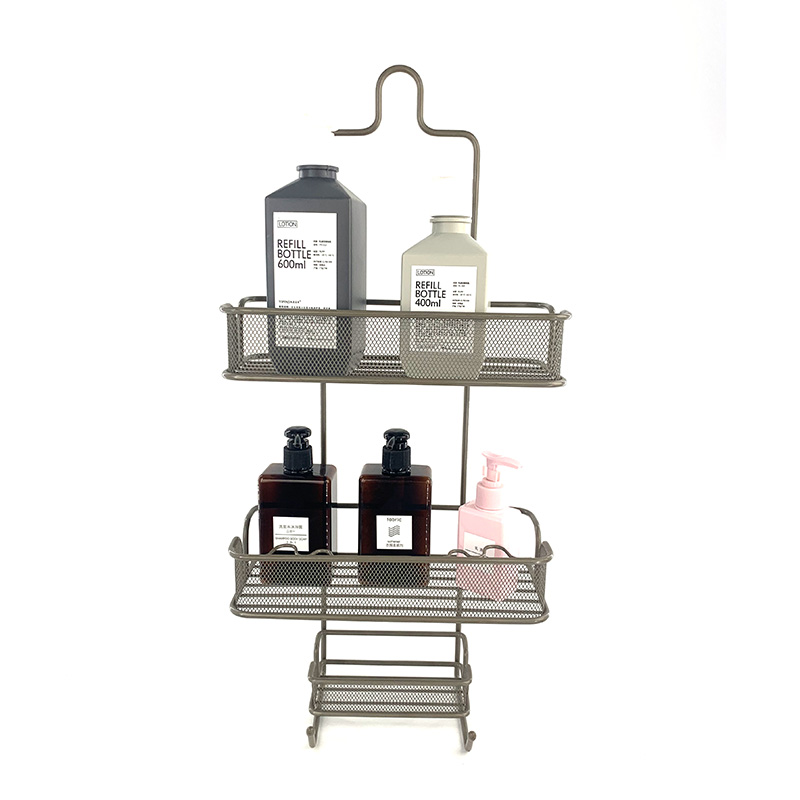 Shower Holder For Shampoo With Towel Hooks