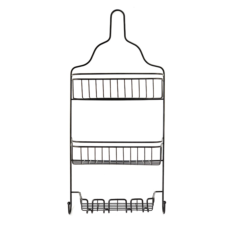 Black Shower Storage Rack With Hooks