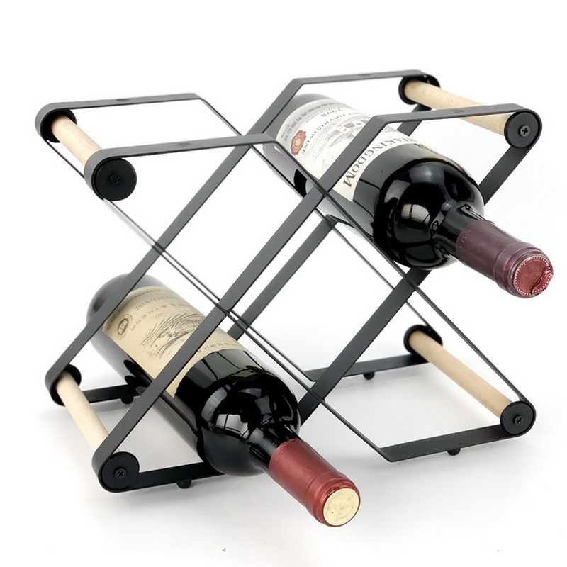 Kitchen Unique Iron Wooden Wine Glass Holder