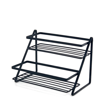 Estante de especias moderno de metal crema de 2 niveles