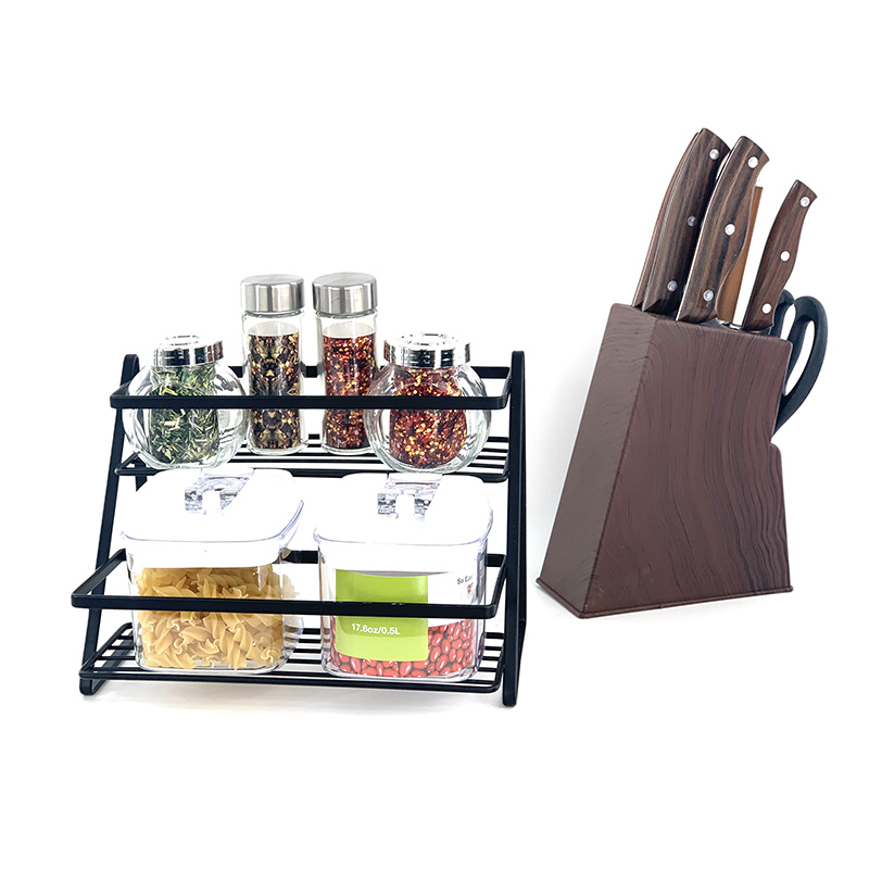 Modern Metal Cream 2 Tier Spice Rack