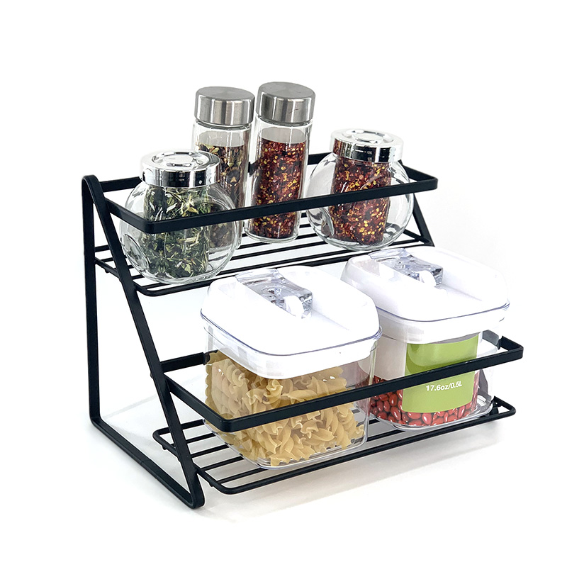Modern Metal Cream 2 Tier Spice Rack