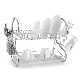 Rak Piring Baja Chrome 2 Tingkat Berbentuk S
