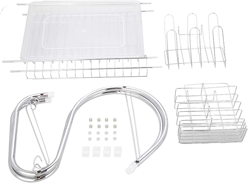 S-Shaped 2-Tier Chrome Steel Dish Rack