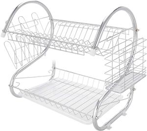 Rak Piring Baja Chrome 2 Tingkat Berbentuk S