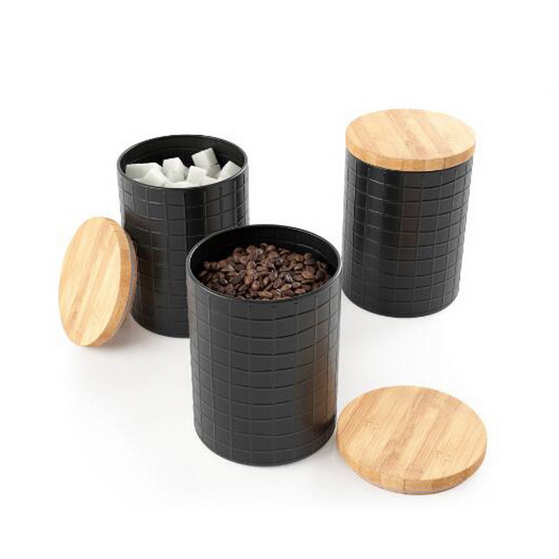 3 Pack Kitchen Canisters With Bamboo Lid