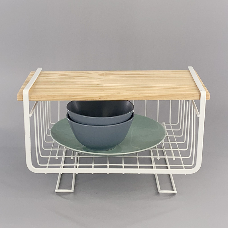 ตะกร้าแขวนเก็บของใต้ตู้พร้อมที่แขวนกระดาษ