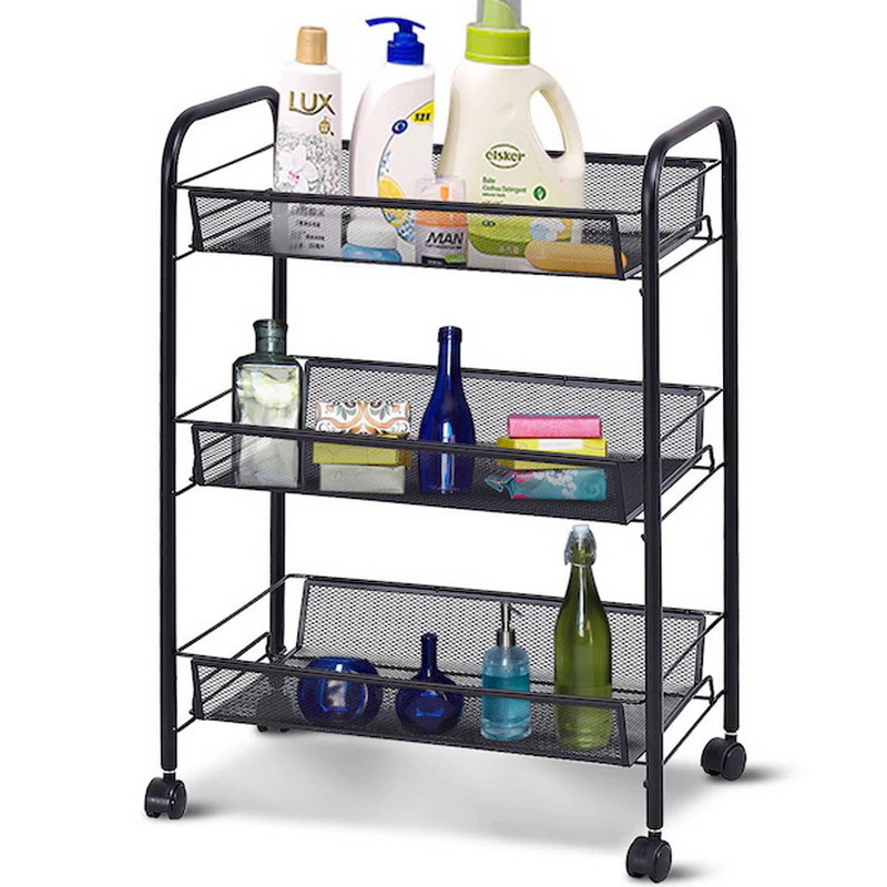 Mobile Utility Rolling Cart With Mesh Baskets