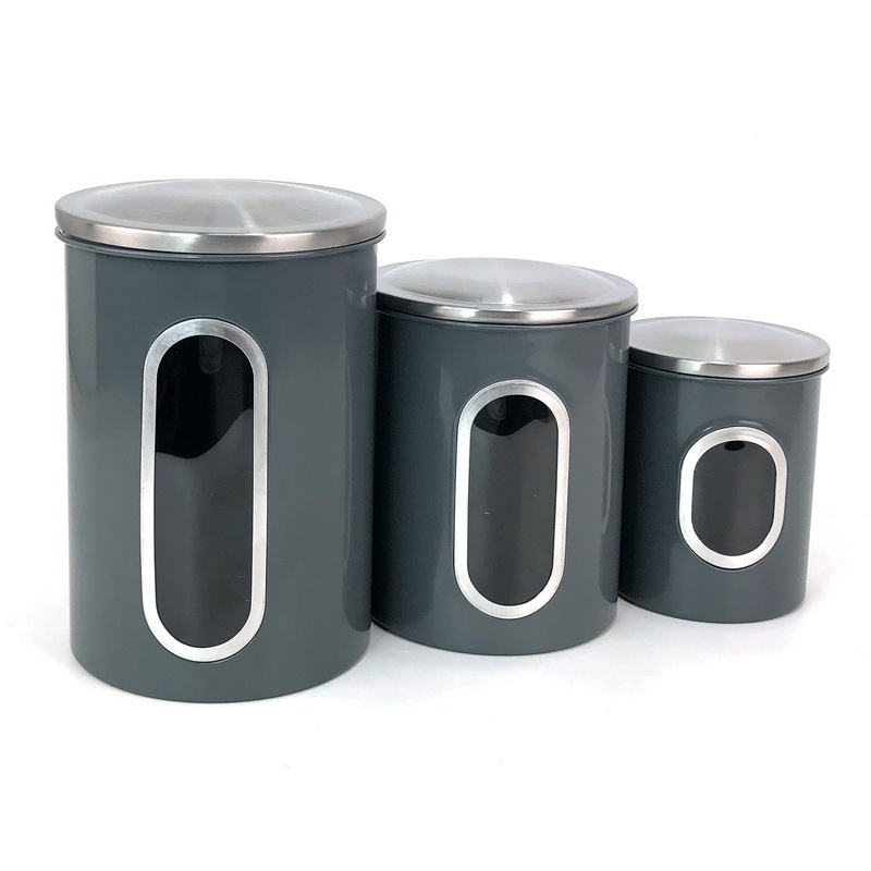 Dark Grey Bread Bin With Window