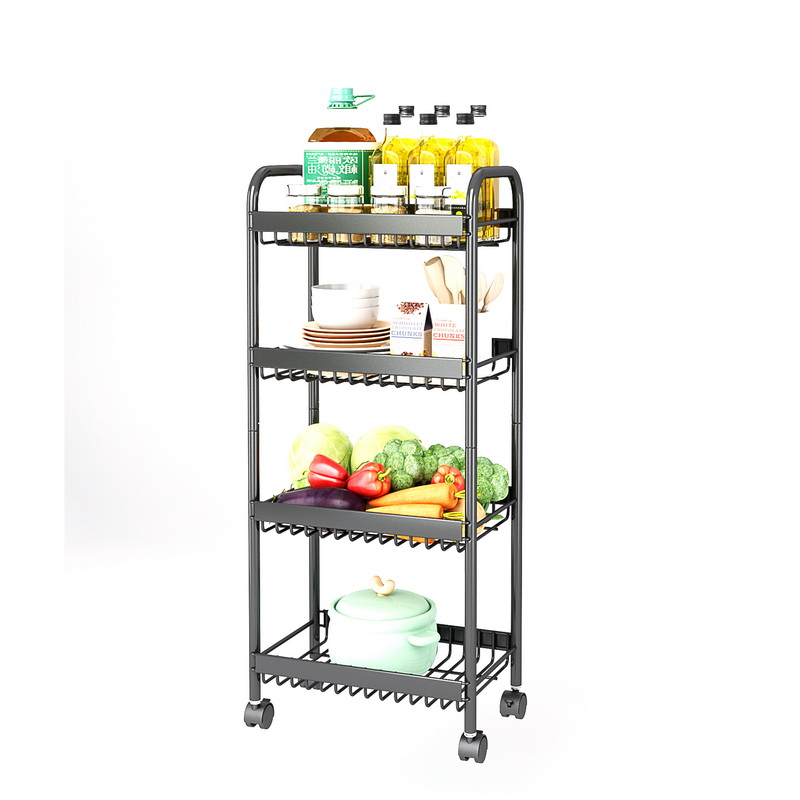 Slim Kitchen Storage Slide Out Rolling Rack With Wheels