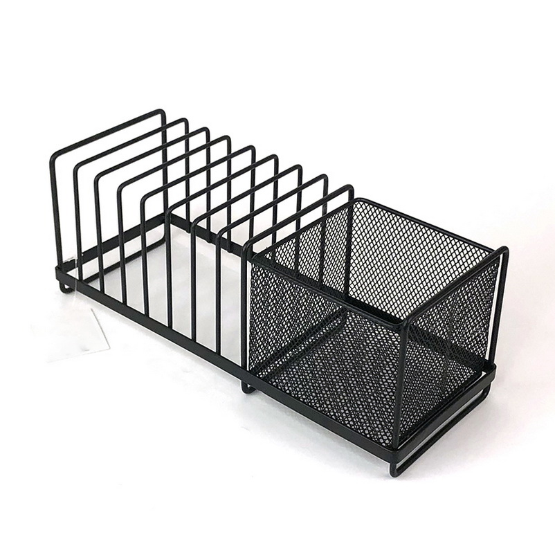 Black Mesh Wire Utensil And Plate Holder