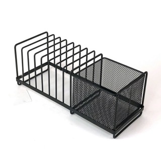 Porte-ustensiles et assiettes en fil de fer noir