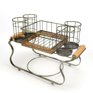 Bronze-Servietten-Buffet-Caddy mit Utensilienhalter