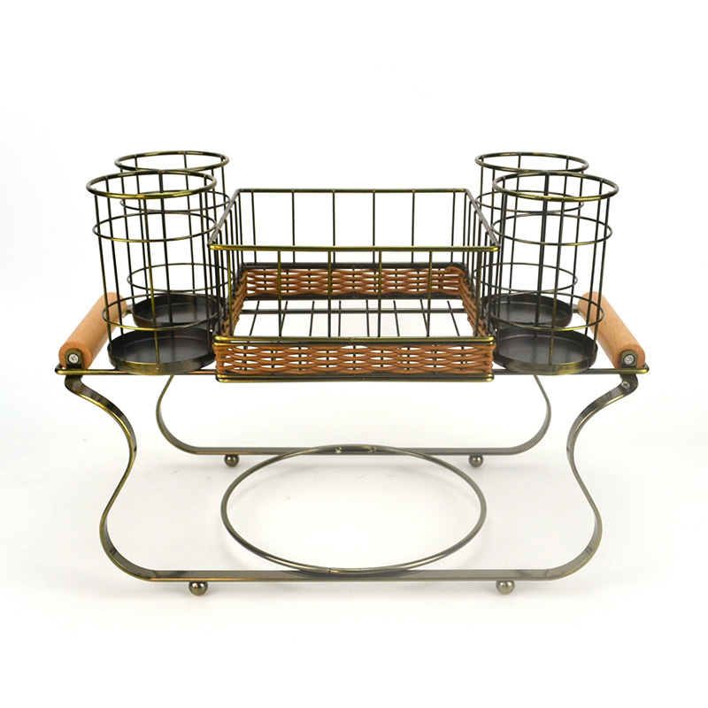 Bronze Rack Napkin Buffet Caddy With Utensil Holder