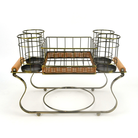 Bronze-Servietten-Buffet-Caddy mit Utensilienhalter