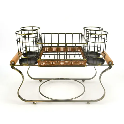 Bronze-Servietten-Buffet-Caddy mit Utensilienhalter