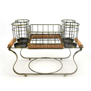 Bronze-Servietten-Buffet-Caddy mit Utensilienhalter