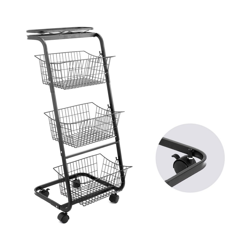 Kitchen Fruit Potato Onion Swing Basket Cart