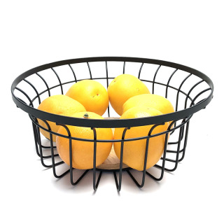 Keranjang Penyimpanan Kawat Bulat Dengan Dasar Kayu