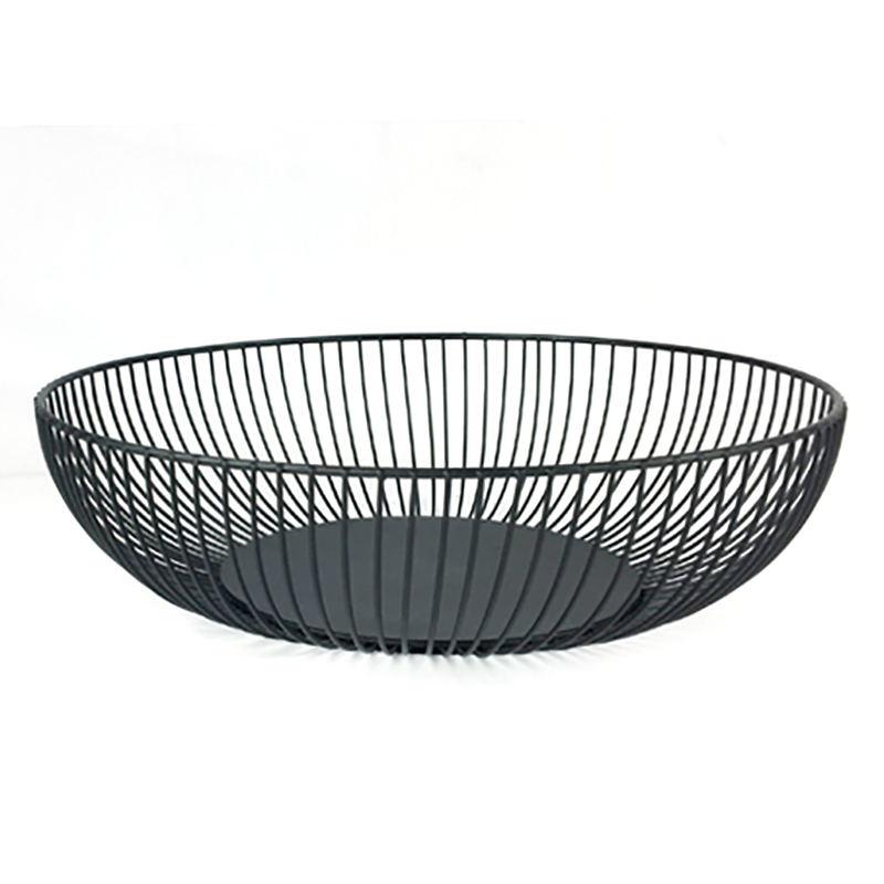 Penyimpanan Buah Meja Kawat Hitam yang Dapat Disusun