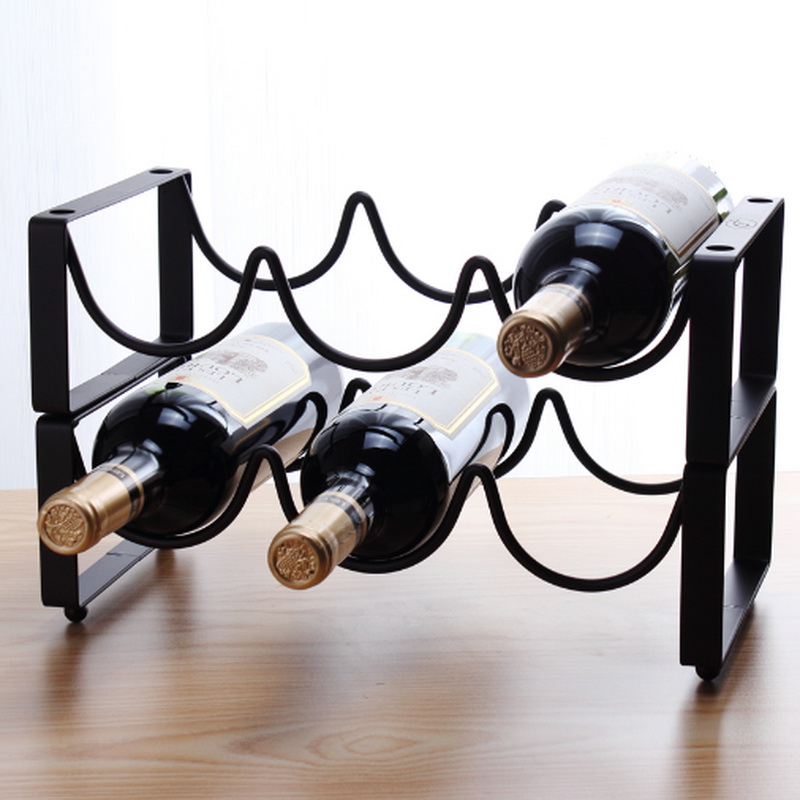 Black Stackable Large Storage Wine Rack Stand