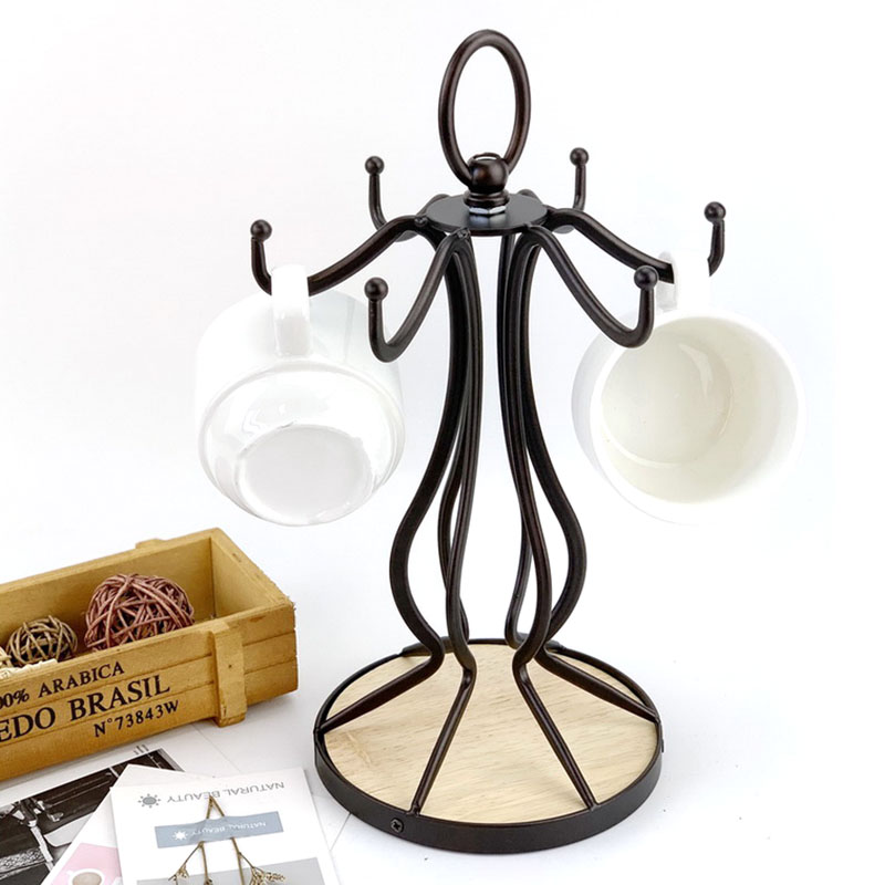 Mug Holder Stand With Wood Base