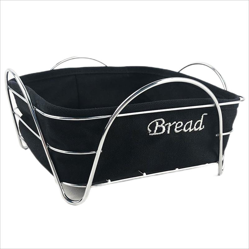 Metal Bread Serving Basket With Cloth