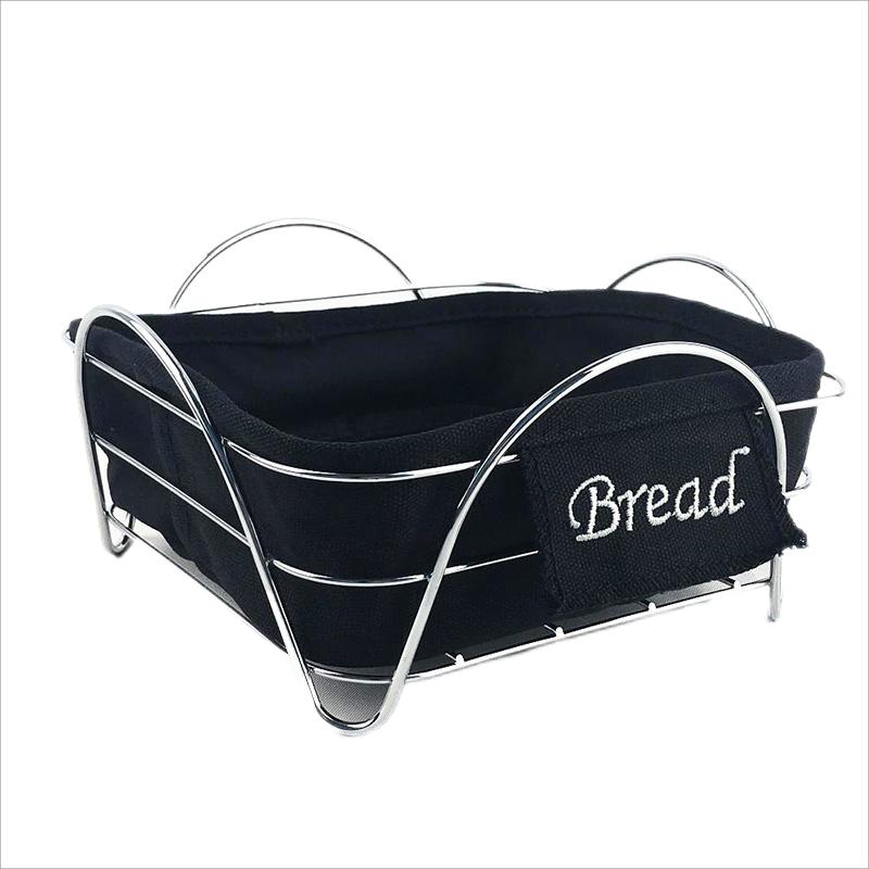 Metal Bread Serving Basket With Cloth
