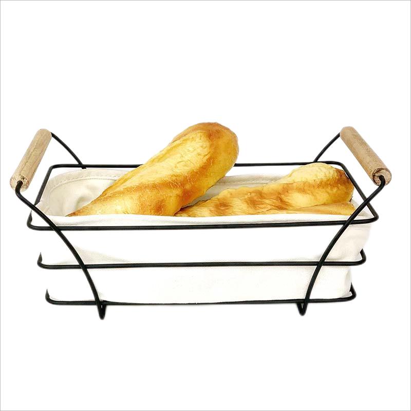 Rectangle Wire Bread Basket With Wooden Handle