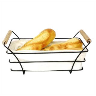 Brotkorb aus rechteckigem Draht mit Holzgriff