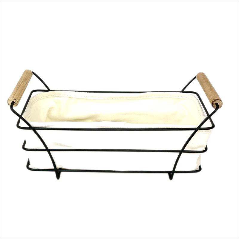 Rectangle Wire Bread Basket With Wooden Handle