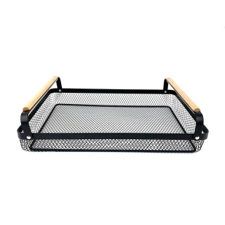 Bath Mesh Organizer Tray Wood Handle