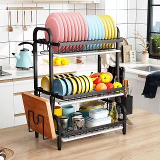 Juego de escurridor de platos de cocina compacto de 2 niveles