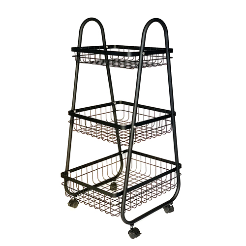 3 Tier Wire Storage Basket Stand With Wheels