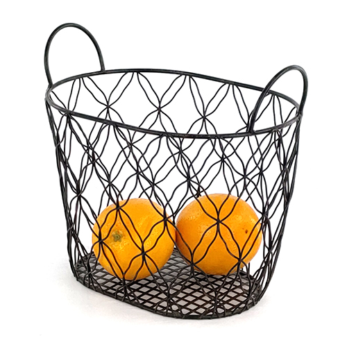 2 Tier Vegetable Storage Metal Baskets With Wood Handle
