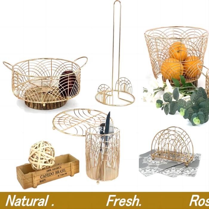 Golden plated metal kitchen storage products