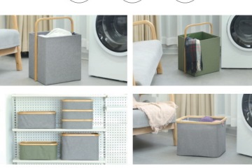 Modern Minimalist Bamboo Framed Polyester Storage Fabric Basket - Bringing Efficient Organizational Solutions to Your Business