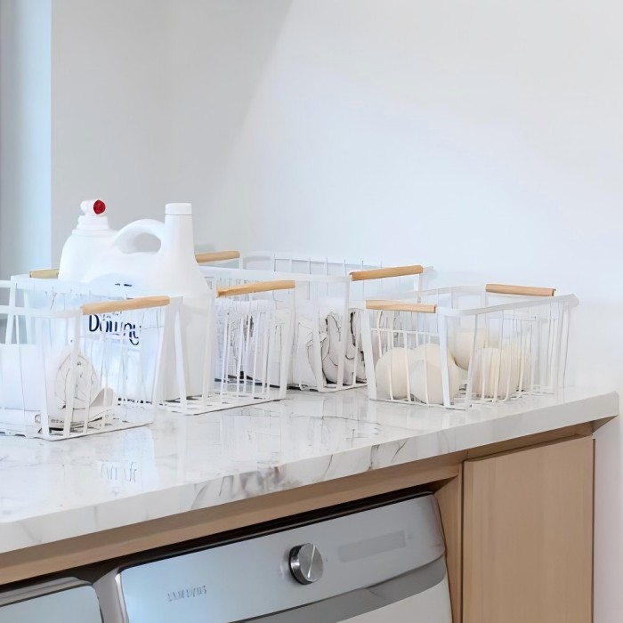 Modern meets nature, new iron storage baskets with wooden handles elegantly launched